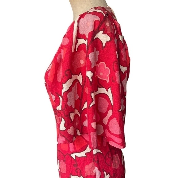 NWT RHODE x Target Zinnia Floral Print Bell Sleeve Midi Dress in Red/Pink - Picture 9 of 15